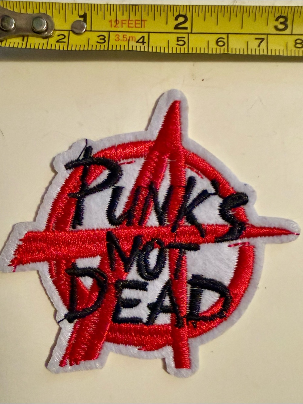 Red & White 'Punks Not Dead' Embroidered Patch - Punk Rock Decal